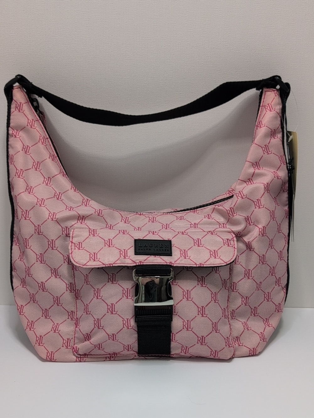 Vintage Y2K Ralph Lauren Pink RL Monogram Nylon Shoulder Bag NWT